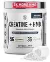 SteelFitクレアチンHMBパウダー - 5gクレアクレアクレアチンモノハイドパウダー、3g myHMB&1000 IUビタミンD - ワークアウトサプリメントは、筋肉の成長、強度、回復とエネルギーをサポート - 不燃、30のサービングをサポート