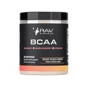 RAW Synergies BCAAパウダー - ビーガン2:1:1:1 Lグルタミンとアミノ酸 – 筋肉の回復, 持久力 & 水分補給サポート – ピーチリングを調達, 30 サービング