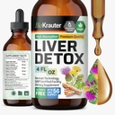 BIO KRAUTER® 肝クレンジングデトックス & 修理* - ビーガン液体肝臓ミルクアザミ、チャンカピエドラ、ターメリック、タンポポポト&アーティチョーク700mg - 4 Fl.Oz 56日の供給 - アルコール&砂糖無料