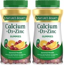 Nature's Bounty Calcium + D3 +亜鉛グミ、サポート強力なボンド&ティースプラス健康な免疫システム、500mg、オレンジとチェリーフレーバー、70グミ(パッケージ2)