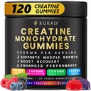KUKALY クレアチン モノハイド マン ・ 女性のためのグミイズ, 9000MG クレアチン グミズ シュガーフリー - L-タウリンと混合風味, BCAA 2:1, ブースト強度のための B12 B6, フォーカス & 耐久性, 完全菜食主義者の, 非GMO, 120pcs