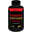 MLナチュラルズオーガニックターメリッククルクミン - 1,800mg、ルートエキス300mg - 120mgオーガニックジンジャー&15mgブラックペッパー(サーサーサービング) - 180野菜カプセル - 非GMO