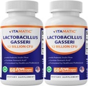 Vitamatic Lactobacillus Gasseri - DRカプセルあたり12億 - 60カウント - 消化器系サポート - プレバイオティックインリンファイバー製 - 2パック