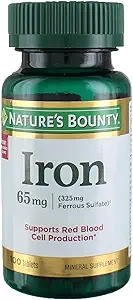Nature's Bountyの鉄65のMg。 鉄硫酸塩、100計算