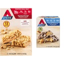 Atkins Peanut Butter Granola Protein Meal Bar, High Fiber, 16g Protein, 1g Sugar, 4g & Caramel Chocolate Nut Roll Snack Bar, Protein Snack, High in Fiber, 2g Sugar, 16 Count