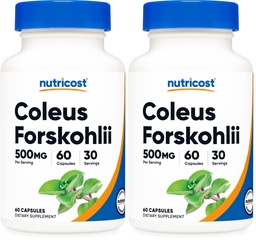 Nutricost Coleus Forskohlii 500mg, 60 Capsules - Maximum Strength Formula (Pack of 2)