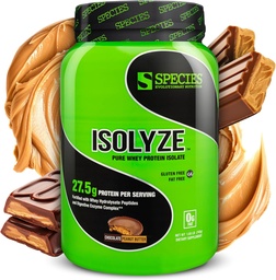 Speciesの栄養物のIsolyzeのWhey蛋白質の粉、筋肉建物のための100%のWheyの分離剤、スコップごとの27.5g蛋白質、砂糖及び低脂肪無し(チョコレートピーナツのバター、22のサービング)