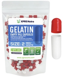 XPRSのNutraのサイズ2の空のカプセル- 100の計算の空のゼラチンのカプセル-Pills DIYのカプセルの詰物-Do-It-Yourselfの補足のための純粋な牛のゲルの帽子(赤/白)