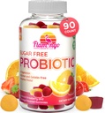 Probiotic Gummies Sugar Free- 3 Billion CFU Reduce Gas, Bloating - Probiotics for Women, Kids and Mens Probiotic- Bacillus Coagulans- Natural, Vegan, Vegetarian, Kosher, Halal –90 Gummy Probiotics