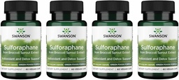 Swanson Sulforaphane - Broccoli Sprout Extractは、セルラー、GI Tract、および肝臓の健康をサポート - 天然サプリメントは、0.4% Sulforaphaneに標準化 - (60ベジギーカプセル、400mcg各)(4パック)