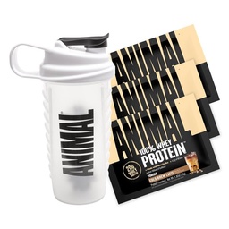 Animal 100% Whey Protein Powder Samples & 25oz BPA Free Shaker Bottle – Real Instant Iced Coffee Whey + 20g of Protein, 120mg of Caffeine Meal Replacement with BCAA – Cold Brew Latte, 3 Single Packets