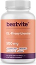 BESTVITE DL-Phenylalanine 500mg (120 ベジタリアン カプセル) - ない Stearates - いいえ フィラー - ビーガン - グルテンフリーグルテンフリー GMO