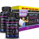 Nighttime Fat Burner with Melatonin - Appetite Suppressant for Weight Loss - Night time Fat Burner for Women Supporting Sleep & Relaxation - Weight Loss Diet Pills that Work at Night - 2 Pack