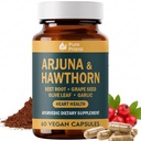 Pure Prana Arjuna & Hawthorn Heart Health Supplement with CoQ10, Beet Root, Grape Seed & Olive Leaf for Cardiovascular Support & Blood Pressure Balance, Vegan Capsules - 60 Capsules