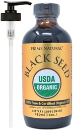 PRIME NATURALオーガニックブラックシードオイル16oz - 冷間プレス未精製ハイチモキノン 1.7% USDA認定 - トルコ起源ポテントニゲラサティバ液体 - ビーガンオメガ3 6 9、抗酸化剤