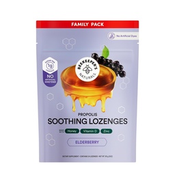 Beekeeper's Naturals Soothing Honey Elderberry Cough Drops Immune Support with Vitamin D, Zinc and Propolis Throat Soothing Lozenges, 24 Ct
