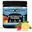 Body Fortress Electrolyte Powder Strawberry Lemonade - Rapid Hydration Drink Mix with 6 Essential Electrolytes & 3 B Vitamins - Sugar Free, Keto Friendly, No Color Added, Clear Hydration - 30 Servings