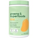 Super Greens & Superfoods Powder, Mango Flavor, 25 Servings Gut Health & Bloating Support with Probiotics, Fruits & Veggies