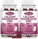 Calcium Magnesium Zinc Gummies with Magnesium Glycinate 200mg, Potassium, D3, Sea Moss, Calm Mood & Sleep Support- Kids & Adults 2 Pack