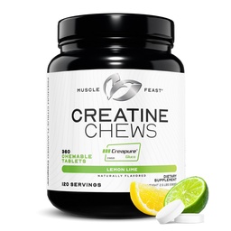 筋肉饗宴のクレアチンの一水化物のChewables - 完全菜食主義者 & 男性のためのグルテンフリーのクレアのクレアチンの咀嚼 - 筋肉建物のためのおいしいシトラス風味のクレアチン錠 - レモンライム, 360 タブ