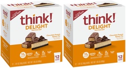think! Delight Protein Bars, Chocolate Peanut Butter Pie, Low Sugar & Low Carb Gluten-Free Snack, Keto Friendly Snacks, 12 Count (Packaging May Vary) (Pack of 2)