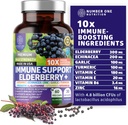 Premium 10 in 1 Immune Support Supplement [10 Potent Ingredients] with Elderberry, Vitamin C, Echinacea, Zinc and Probiotic for Immune Support, Gut Health and Better Digestion, 60 Veg Caps
