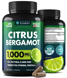 シトラスベルガモットエキス1000mg - 心のためのシトラスベルガモットサプリメント、免疫システムサポート、および健康な老化 - 純粋で、ビーガンベルガモットカプセル