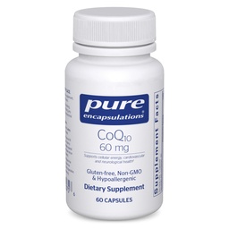 純粋なカプセル封入CoQ10 60 mg | エネルギー、酸化防止剤、脳および細胞の健康、認知症および心血管サポートのための補酵素Q10サプリメント* | 60カプセル
