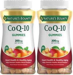 Nature's Bounty CoQ10 Gummies, Supports Heart Health, CoQ10 200mg, Peach Mango Flavor, 100 Coun (Pack of 2)