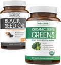 Black Seed Oil & Organic Super Greens (3-Month Supply) Seed & Sprout Bundle of Black Seed Oil (180 Capsules) Cold-Pressed Nigella Sativa & Organic Super Greens Powder (180 Tablets) Complete Superfood
