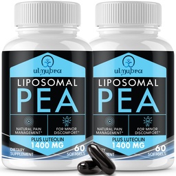Ulmubra Liposomal Palmitoylethanolamide 1300 MG Plus Luteolin 100 MG, Superior Absorption, Micronized Pea Supplement for Discomfort Management, 120 Softgels