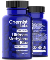 Methylene Blue Capsules for Humans - USP Grade 99% Purity, Methylene Blue Pharmaceutical Grade, Third Party Tested, Supports Cellular & Mitochondrial Function, Made in USA, 60 Count