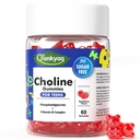 Choline Gummies for Kids & Teen, Chewable Choline Bitartrate Supplements 250mg, with Phosphatidylserine, Vitamin B-Complex, Support Focus, Cognitive & Brain Health, Sugar-Free, Vegan, 60 Gummies