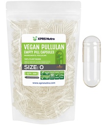 XPRS Nutra Size 0 Pullulan Empty Capsules - 500 Count Clean Label Plant Clear Empty Vegan Capsules - Premium Vegetarian Pills - Do-It-Yourself Vegetable Caps Filling