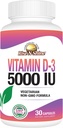 Rise-N-Shine Vitamin D3 5000 IU Supplements for Women & Men - Supports Immune Health - 30 Day Supply - 30 Vegetable Capsules