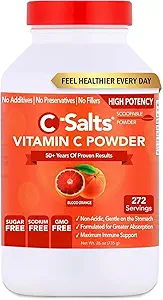 C-SaltsのビタミンCの粉の補足-免疫サポートのための100%の純粋な高い線量の緩衝されたビタミンCの粉-有機性、砂糖なし、ビーガン、非GMO、胃フレンドリー、血のオレンジ26oz