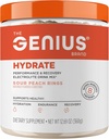 The Genius Brand Genius Hydrate - Electrolyte Supplement for Daily Hydration - Coconut Water - Sugar-Free - 8 Essential Minerals & Nutrients - Non-GMO - Sour Peach Rings - 50 Servings