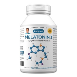 ANDREW LESSMAN Melatonin-3 mg - 120 Capsules - Physiologically Balanced Levels to Naturally Promote Restful Sleep. Regulates Daily Circadian Rhythm. Facilitates Sleep. No Morning Hangover