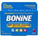 Bonine Motion Sickness Protection, Chewable Tablets, Raspberry - 8 ea, Pack of 4