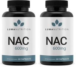Luma Nutrition NAC 600 mg Capsules - NAC Supplement N-Acetyl Cysteine for Antioxidant, Respiratory & Cellular Support - Supports Immune Function, Exercise Recovery - GMP and Made in USA (Pack of 2)