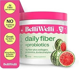 女性&男性のためのBelli Welli繊維の補足 - 追加のコラーゲン、電解液とプロバイオティクスを備えた有機アカシアからプレミアムデイリーファイバーパウダー - 漂白剤、便秘&腸の健康サポート(スイカ)なし