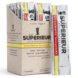 Superieur電解質粉末パケット - ビーガン電解水化パウダーw / 海ミネラル - Ketoフレンドリー、非GMO、ゼロ砂糖電解物サプリメント - 健康スポーツドリンク - イチゴレモネード(14パケット)
