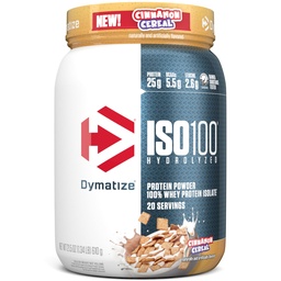 Dymatize ISO100の乳白色蛋白質の粉の隔離剤、シナモンの穀物、蛋白質の25g、5.5g BCAAsのより少し120 Cal。、グルテンフリー、1g脂肪、1g砂糖、2gの炭水化物(20のサービング)