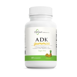 DAVINCI Labs ADK Gummies - Helps Support Bone Health & Immune Response* - Multivitamin Gummy with Vitamins A, D3 & MK-7 - Vegetarian, Gluten Free, Soy Free - Pineapple Flavor - 60 Gummies