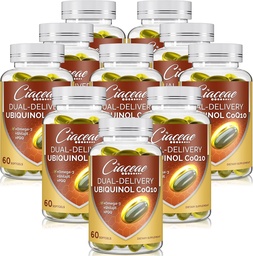 Ubiquinol CoQ10 600 MG Softgels with Omega-3 & Shilajit & PQQ, アドバンスト・デュアル・デリバリー・コエンザイムQ10, 活性CoQ10 Ubiquinolサプリメント 豊饒, 抗酸化, 心臓, 脳 & エネルギー, 600 サービング