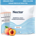 Nectar Hydration Packets - Electrolytes Powder Packets - Sugar Free & 0 Calorie - Organic Fruit Liquid Daily IV Electrolytes Powder for Dehydration Relief & Rapid Rehydration (Peach 30 Pack)