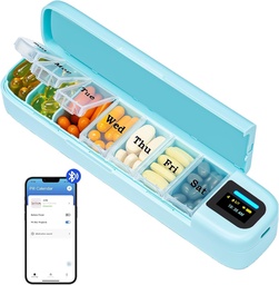 警報、Bluetoothの毎日が付いているDavikyスマートな丸薬のオルガナイザーはAPP、週刊旅行丸薬の箱、薬、補足およびビタミン(緑)と7日1回Pill箱7日を毎日運びます