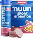 Nuunのスポーツはマグネシウム、カルシウム、カリウム、塩化物及びナトリウム、グルテンフリー及びビーガン、柑橘類のフルーツ、4つのパック(40のサービングの合計)が付いている電解質を錠剤にします