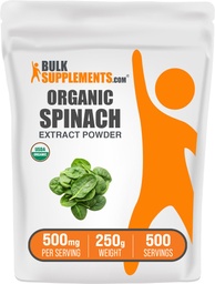 BulkSupplements.com Organic Spinach Extract Powder - Organic Spinach Powder from Leaf Extract, Herbal Supplement - Gluten Free, 500mg per Serving, 250g (8.8 oz) (Pack of 1)