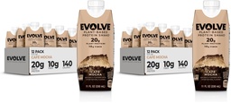 Evolve Plant Based Protein Shake, Café Mocha, 20g Vegan Protein, Dairy Free, No Artificial Sweeteners, Non-GMO, 10g Fiber, 11oz, (24 Pack) (Formula May Vary)